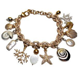 Brighton Reef Charm Bracelet Gold and Silver Nautical Beach Jewelry